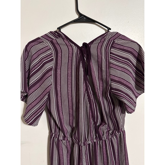 Xhilaration Purple Striped Wide Leg Jumpsuit Flutter Sleeve Tie Back Small - Picture 5 of 6